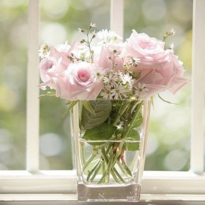 Розовые розы в стакане